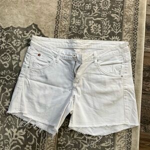 Hudson Jeans White Frayed Hem Denim Shorts 27